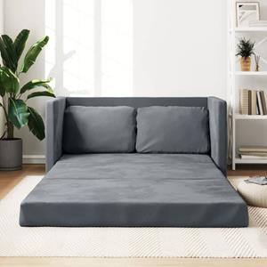 VidaXL Slaapbank vloermodel 2-in-1 122x204x55 cm fluweel donkergrijs