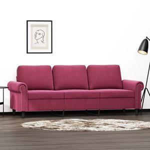 VidaXL Driezitsbank 180 cm fluweel wijnrood