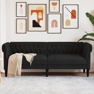 VidaXL Driezitsbank Chesterfield-stijl stof zwart