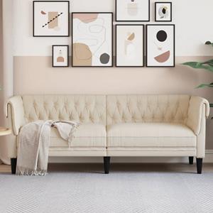 VidaXL Driezitsbank Chesterfield-stijl linnen