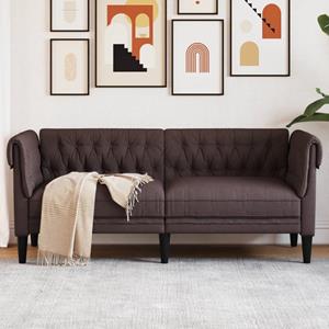 VidaXL Tweezitsbank Chesterfield-stijl stof donkerbruin
