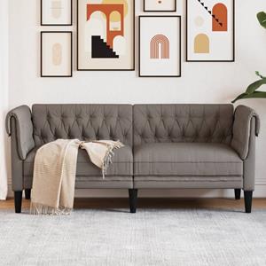 VidaXL Tweezitsbank Chesterfield-stijl stof taupe