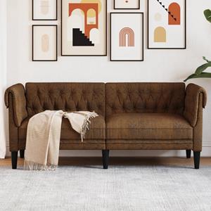 VidaXL Tweezitsbank Chesterfield-stijl stof bruin