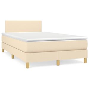 VidaXL Boxspring met matras stof crèmekleurig 120x190 cm
