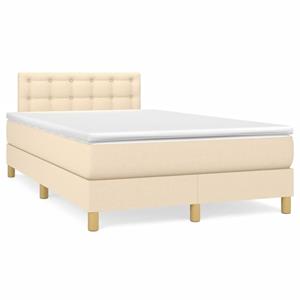 VidaXL Boxspring met matras stof crèmekleurig 120x190 cm