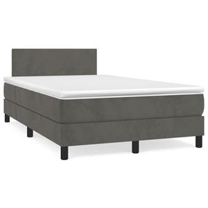 VidaXL Boxspring met matras fluweel donkergrijs 120x190 cm