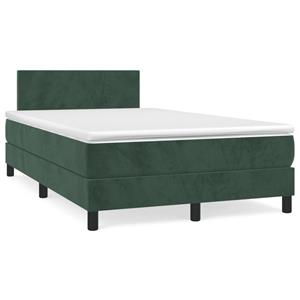 VidaXL Boxspring met matras fluweel donkergroen 120x190 cm