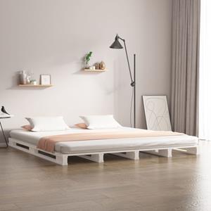 Palletbed massief grenenhout wit 120x200 cm