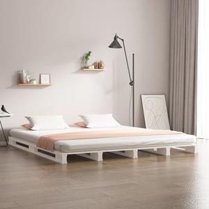 VidaXL Palletbed massief grenenhout wit 160x200 cm