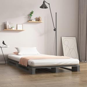 Palletbed massief grenenhout grijs 75x190 cm