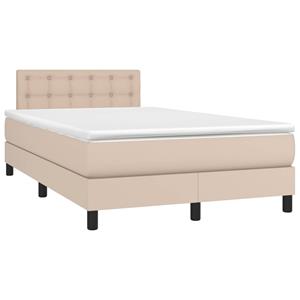 VidaXL Boxspring met matras en LED kunstleer cappuccinokleur 120x190cm