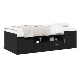 VidaXL Slaapbank met lades 75x190 cm bewerkt hout zwart