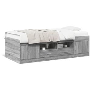 VidaXL Slaapbank met lades 75x190 cm bewerkt hout grijs sonoma eiken