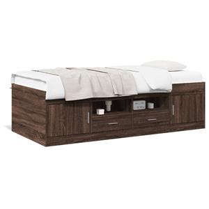 VidaXL Slaapbank met lades 75x190 cm bewerkt hout bruin eikenkleurig