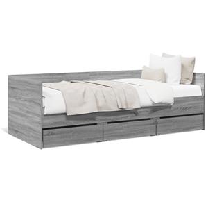 VidaXL Slaapbank met lades 100x200 cm bewerkt hout grijs sonoma eiken