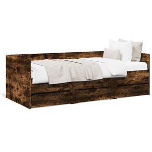 VidaXL Slaapbank met lades 90x200 cm bewerkt hout gerookt eikenkleurig