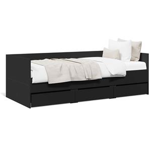 VidaXL Slaapbank met lades 90x190 cm bewerkt hout zwart