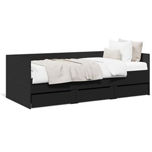 VidaXL Slaapbank met lades 75x190 cm bewerkt hout zwart