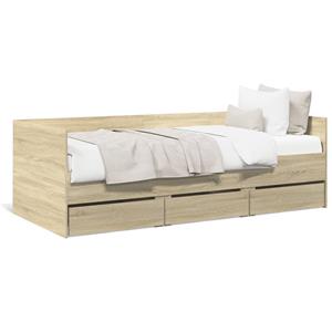 VidaXL Slaapbank met lades 75x190 cm bewerkt hout sonoma eikenkleurig