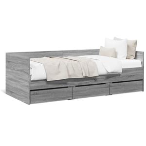 VidaXL Slaapbank met lades 75x190 cm bewerkt hout grijs sonoma eiken