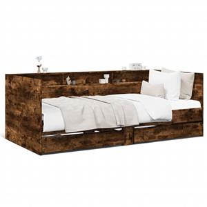 VidaXL Slaapbank met lades 100x200 cm bewerkt hout gerookt eikenkleur
