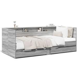 VidaXL Slaapbank met lades 100x200 cm bewerkt hout grijs sonoma eiken