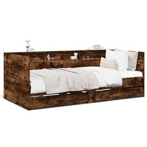 VidaXL Slaapbank met lades 90x200 cm bewerkt hout gerookt eikenkleurig