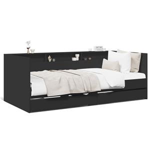VidaXL Slaapbank met lades 75x190 cm bewerkt hout zwart