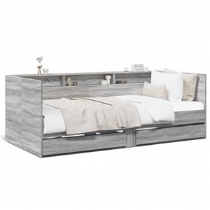 VidaXL Slaapbank met lades 75x190 cm bewerkt hout grijs sonoma eiken