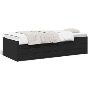 VidaXL Slaapbank met lades 90x200 cm bewerkt hout zwart