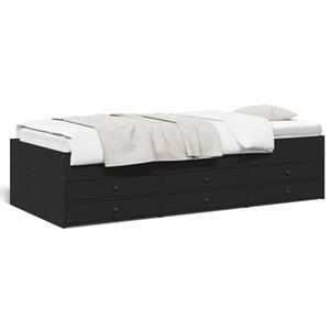 VidaXL Slaapbank met lades 90x190 cm bewerkt hout zwart