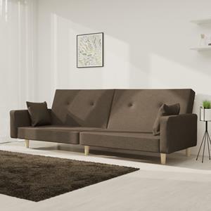 VidaXL Slaapbank 2-zits met 2 kussens stof taupe