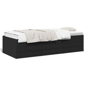VidaXL Slaapbank met lades 75x190 cm bewerkt hout zwart