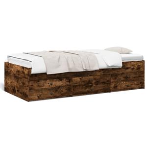 VidaXL Slaapbank met lades 75x190 cm bewerkt hout gerookt eikenkleurig