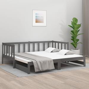 VidaXL Slaapbank uitschuifbaar massief grenenhout grijs 2x(90x190) cm