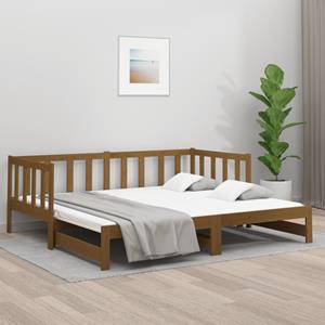 VidaXL Slaapbank uitschuifbaar grenenhout honingbruin 2x(90x190) cm