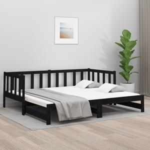 VidaXL Slaapbank uitschuifbaar massief grenenhout zwart 2x(90x190) cm