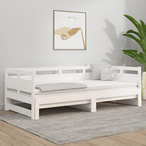 VidaXL Slaapbank uitschuifbaar massief grenenhout wit 2x(90x190) cm