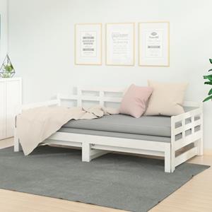 VidaXL Slaapbank uitschuifbaar massief grenenhout wit 2x(90x200) cm