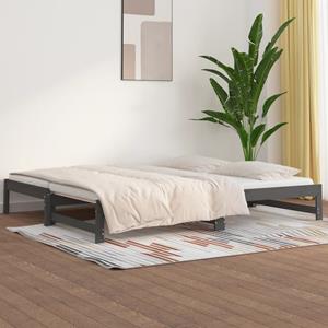 VidaXL Slaapbank uitschuifbaar massief grenenhout grijs 2x(90x200) cm