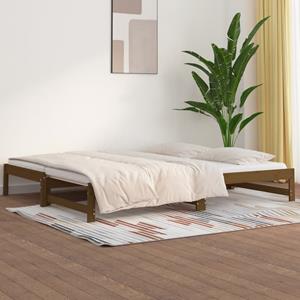 VidaXL Slaapbank uitschuifbaar grenenhout honingbruin 2x(90x200) cm