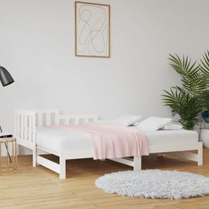 VidaXL Slaapbank uitschuifbaar massief grenenhout wit 2x(90x190) cm