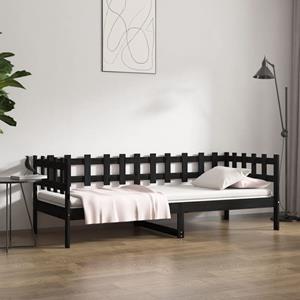 VidaXL Slaapbank 90x200 cm massief grenenhout zwart