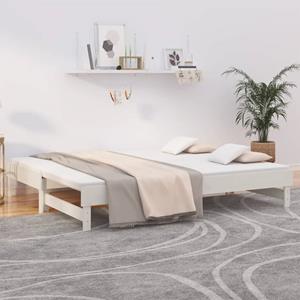 VidaXL Slaapbank uitschuifbaar 2x(100x200) cm massief grenenhout wit