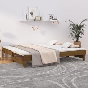 VidaXL Slaapbank uitschuifbaar grenenhout honingbruin 2x(100x200) cm