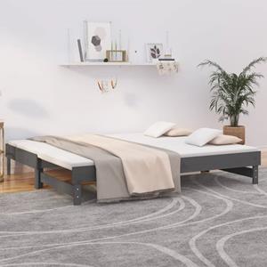 VidaXL Slaapbank uitschuifbaar massief grenenhout grijs 2x(90x200) cm