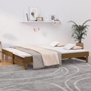 VidaXL Slaapbank uitschuifbaar grenenhout honingbruin 2x(90x200) cm