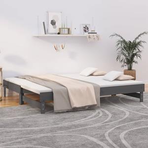 VidaXL Slaapbank uitschuifbaar 2x(80x200) cm massief grenenhout grijs