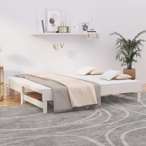 VidaXL Slaapbank uitschuifbaar massief grenenhout wit 2x(90x190) cm