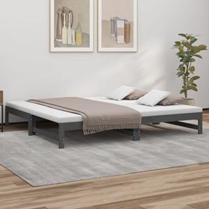 VidaXL Slaapbank uitschuifbaar massief grenenhout grijs 2x(100x200) cm